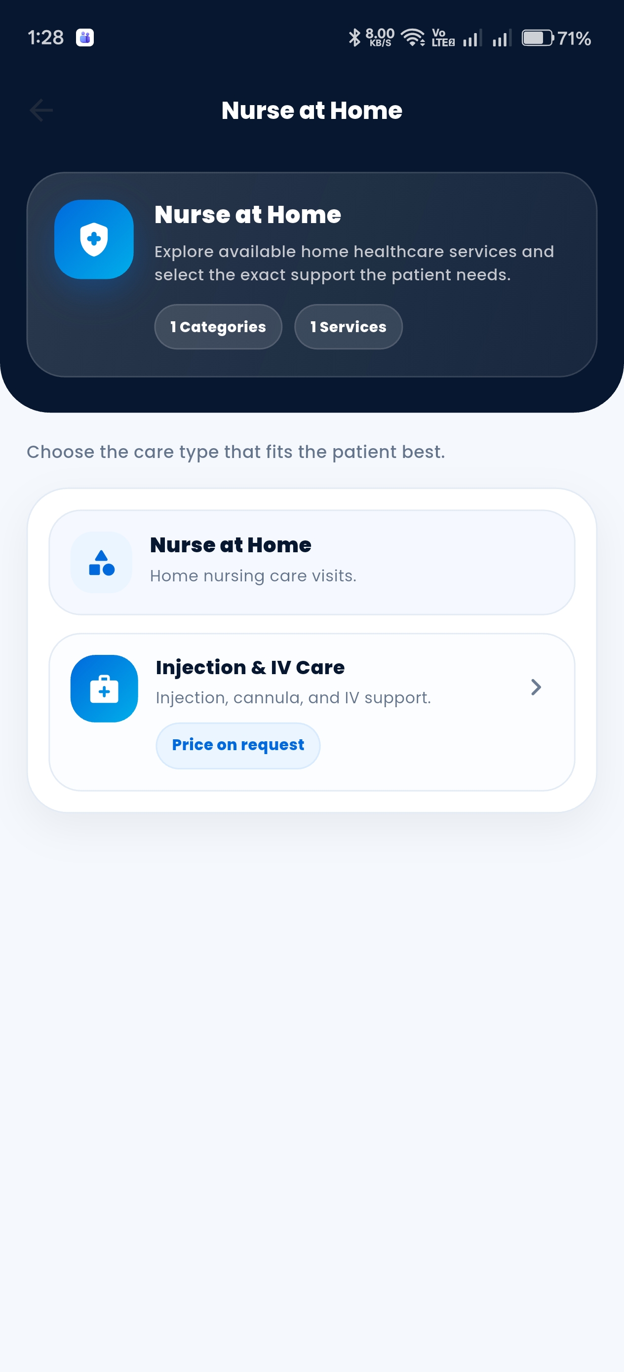 Nurse at home booking